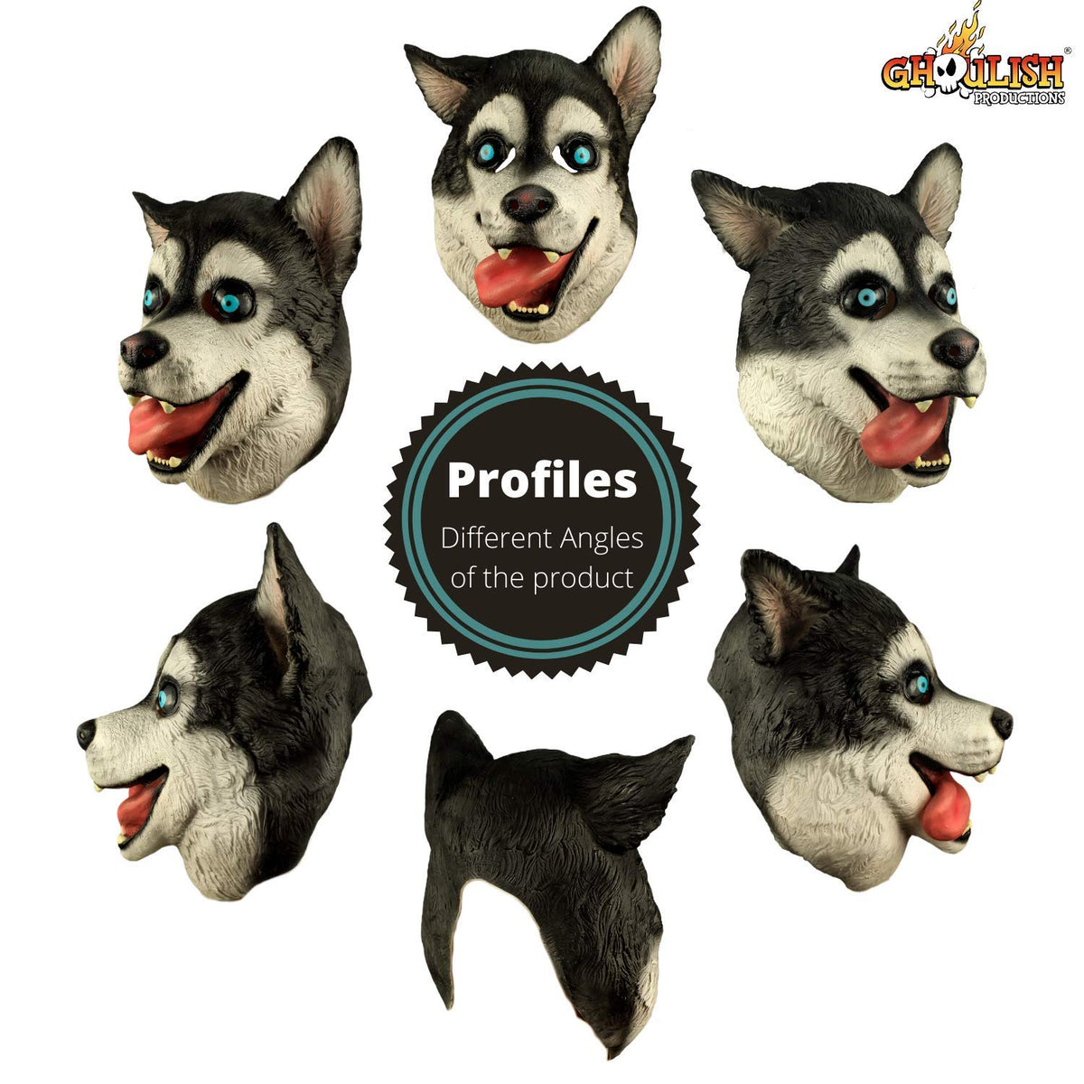 Husky, Máscara Divertida Chistosa de Perro Can Perrito Husky ideal para Halloween y fiestas de Disfraces by Ghoulish Productions