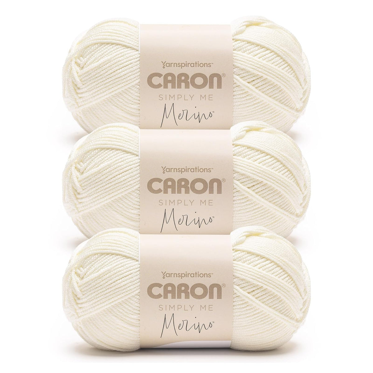 Caron Simply Me Estambre Mezcla de Merino, Paquete de 3 - Heirloom White