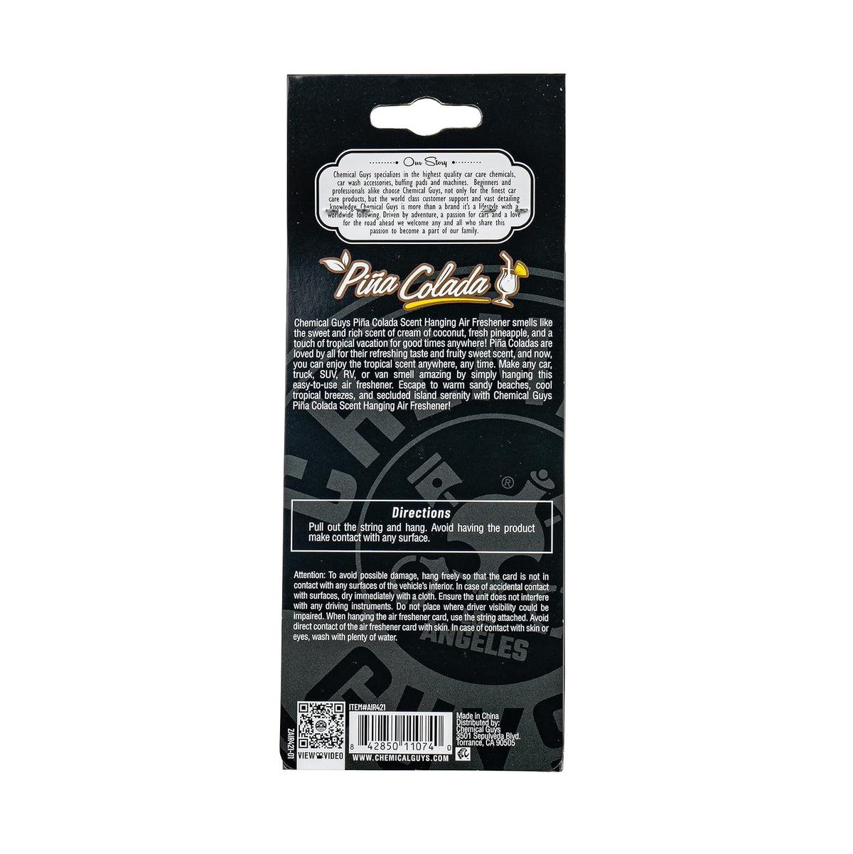 Chemical Guys Ambientador Colgante, Aroma Piña Colada, Ideal para Automóviles, Camiones, todoterrenos, caravanas, casa, Garaje, Lugar de Trabajo, Dormitorio y más, Pack de 12 Unidades