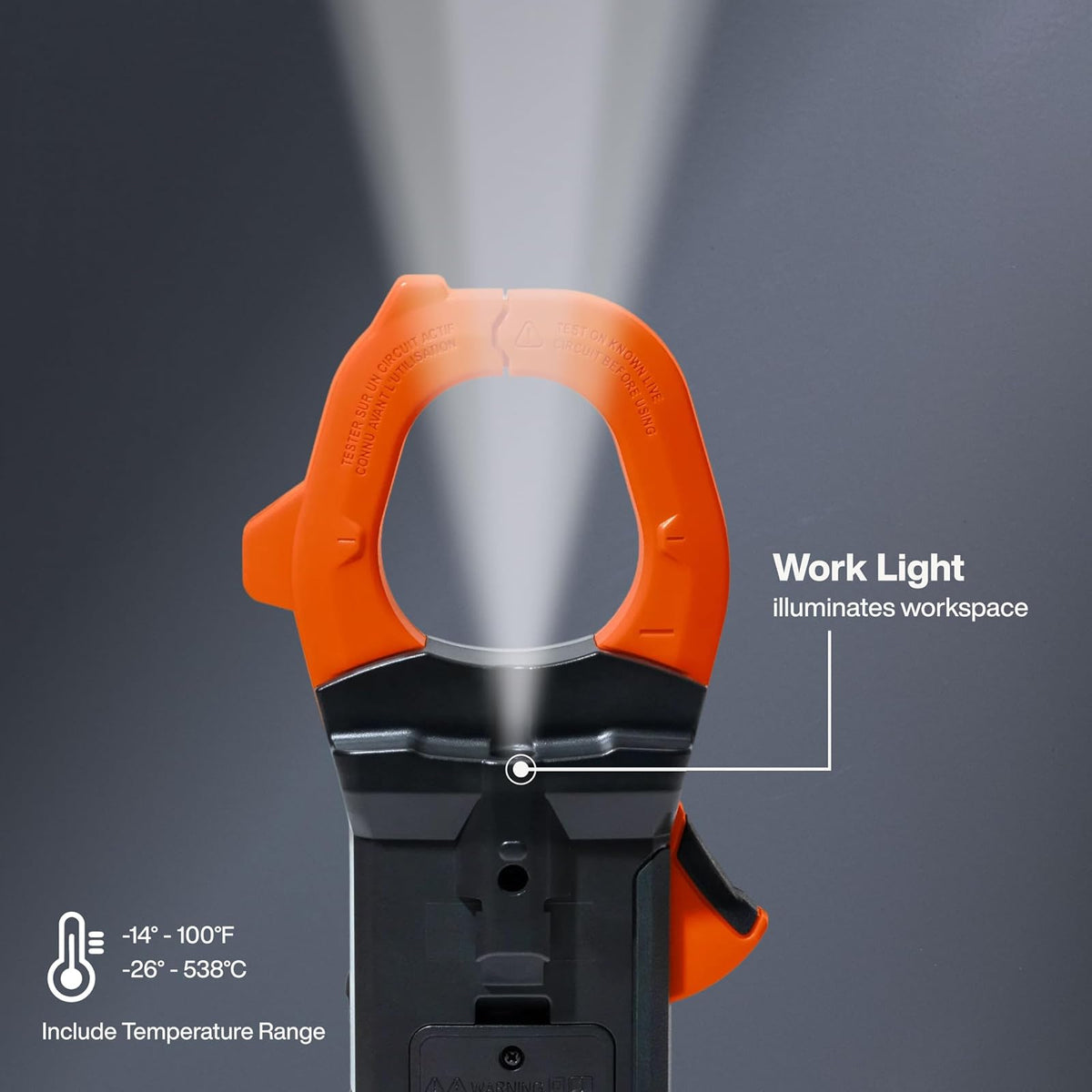 Klein Tools CL910 Multímetro digital de rango automático de 2000 V 2000 A CA/CC con TRMS, luz de trabajo y visualización retroiluminada