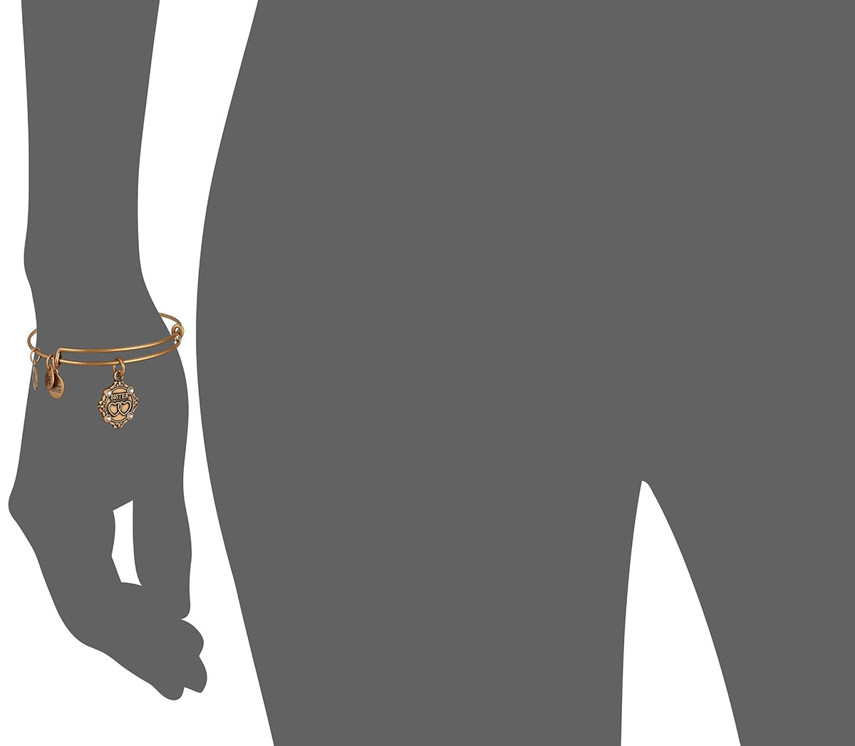 Alex and Ani - Brazalete para mujer, diseño con texto en inglés "Because I Love You, Sister", color dorado, expandible