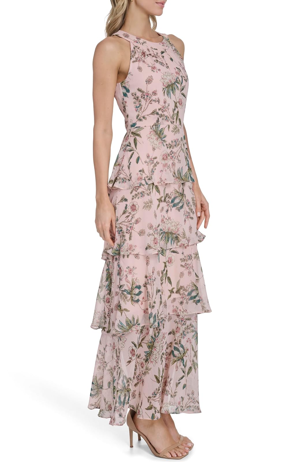 Tommy Hilfiger Sleeveless Halter Neck Tiered Maxi Dress Vestido Mujer
