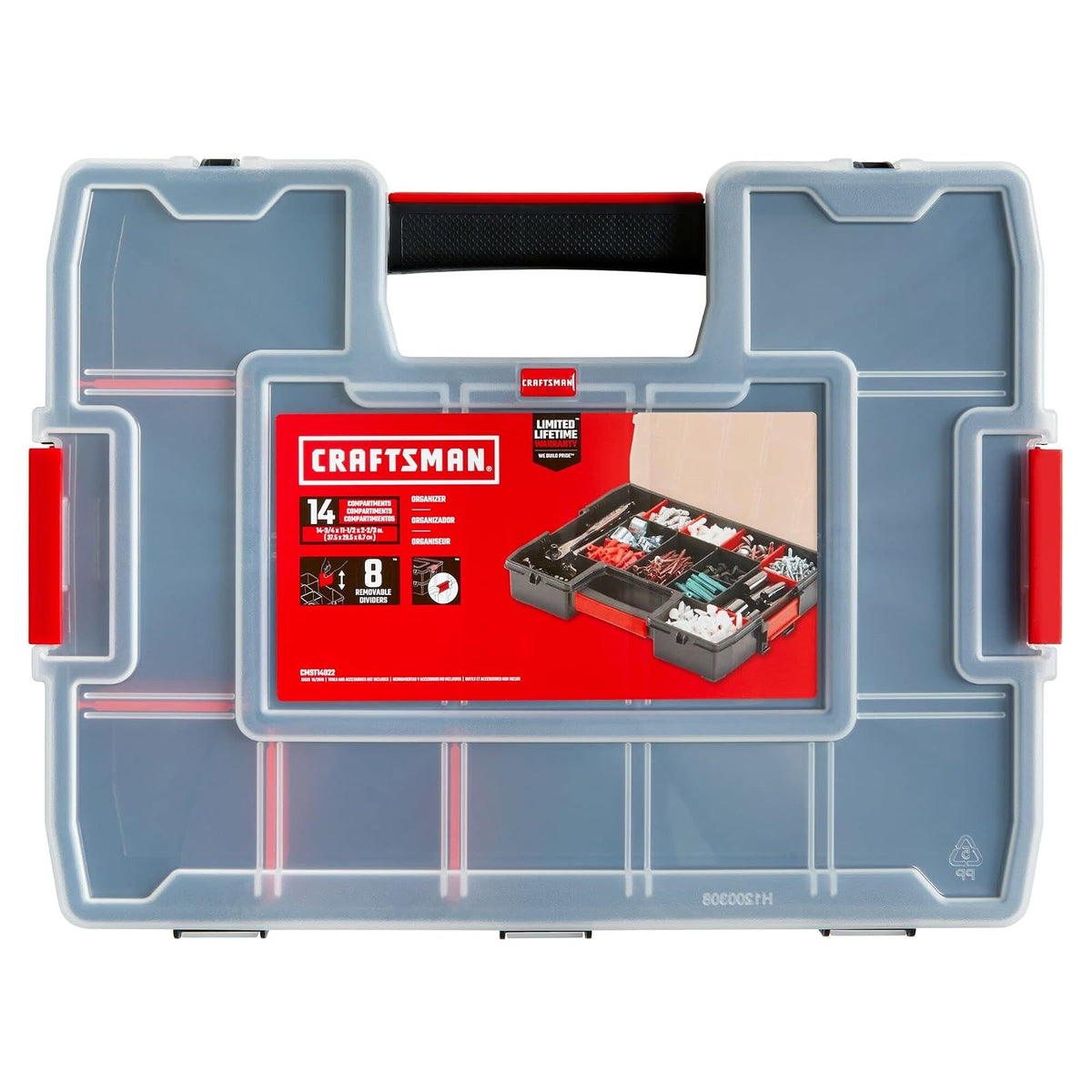 CRAFTSMAN Organizador de Piezas Pequeñas con Cierre Seguro - 14.6" L x 5.2" W x 11.4" H - Paquete doble