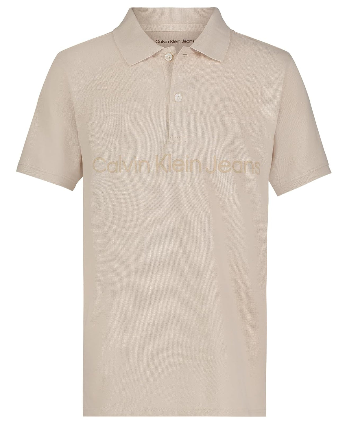 Calvin Klein Polo Manga Corta Marled Space Dye para Niño - Avena con logotipo limpio - 14-16