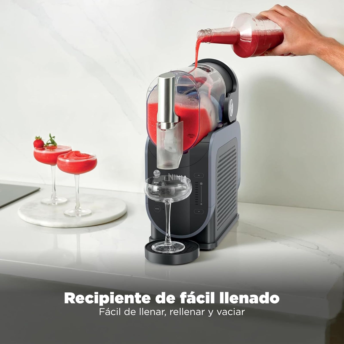 Ninja SLUSHi RapidChill Bebidas y Granizados 2.6L 5 Programas FS301LAA | RapidChill: sin Hielo, Congela en 60 Min | 7+ Porciones | Congelado Hasta 12 Hrs | Limpieza Fácil, Piezas Lavavajillas