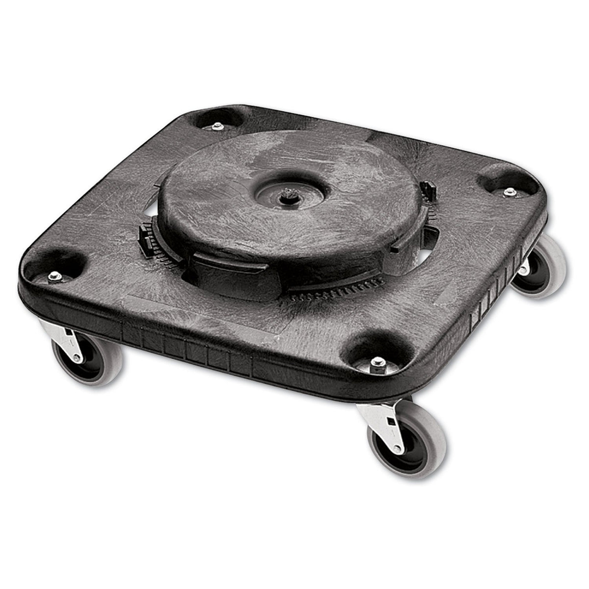 Rubbermaid Dolly Redondo Twist On/Off para Botes BRUTE, Negro - Carro cuadrado
