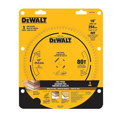 DEWALT - Hoja de sierra de mesa, 10 pulgadas, 80 dientes, acabado fino, carburo ultra afilado (DWA11080)