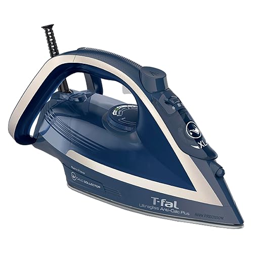 T-fal Plancha de Vapor Ultragliss Anti-Calc Plus FV6843X0 | Suela Durilium Airglide, golpe de vapor de 180 g/min, 1800 W, tanque de 270 ml, recolector de calcio extraíble