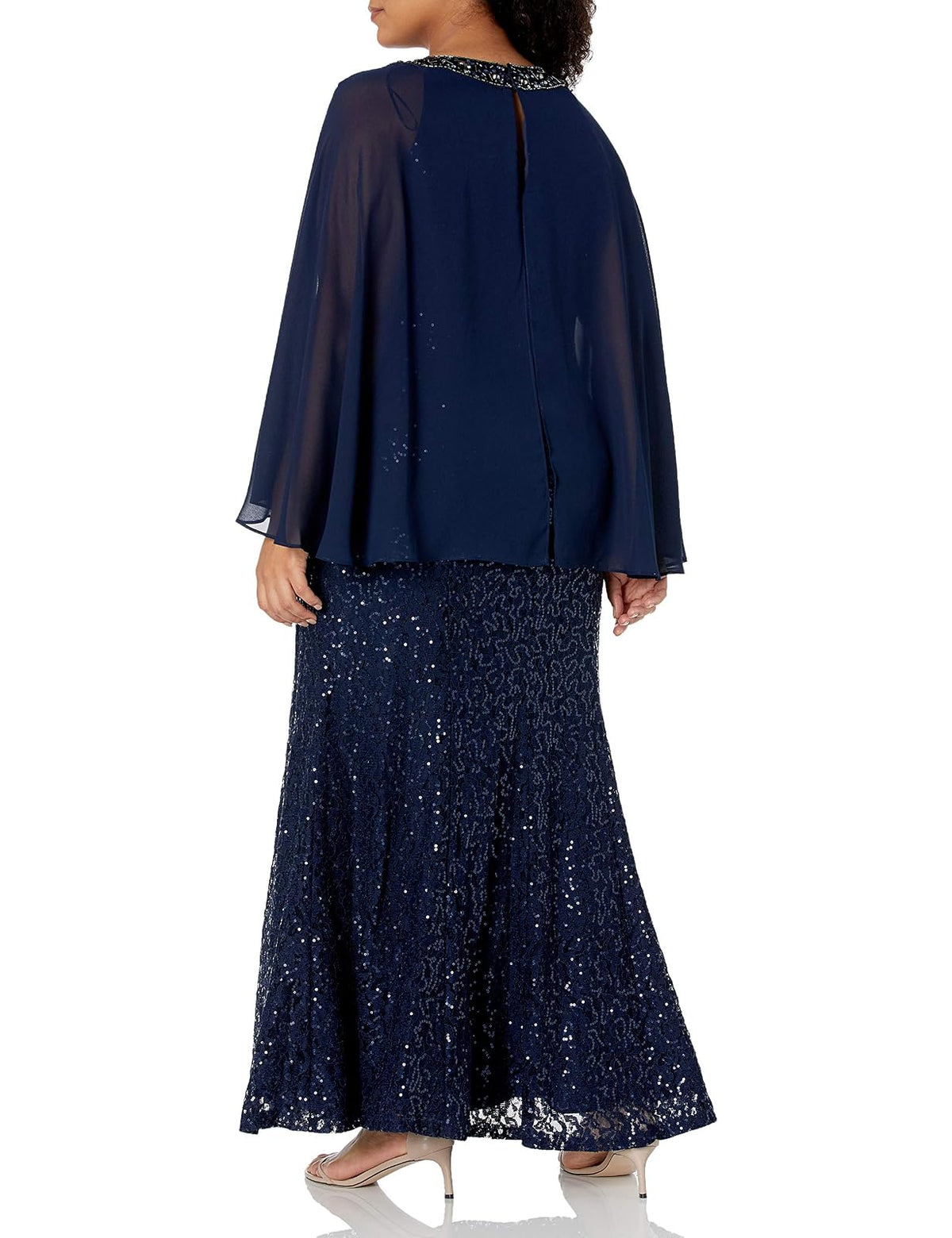 S.L. Fashions Vestido de Encaje y Lentejuelas de Talla Grande. Vestido para Ocaciones Especiales para Mujer