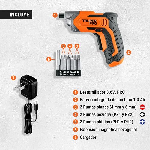 Truper DESI-36, Destornillador inalámbrico 3.6 V
