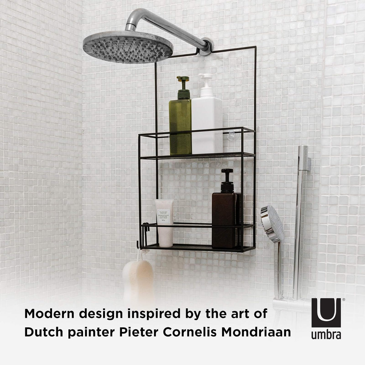 Umbra Cubiko Organizador de ducha con dos estantes, negro