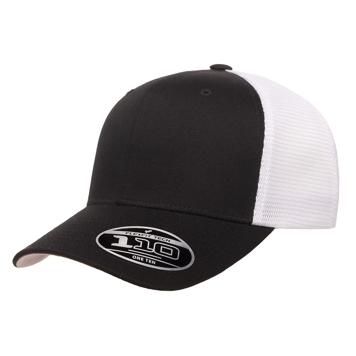 Flexfit Gorra de Malla 110 para Hombre - Talla Única - Negro - Blanco