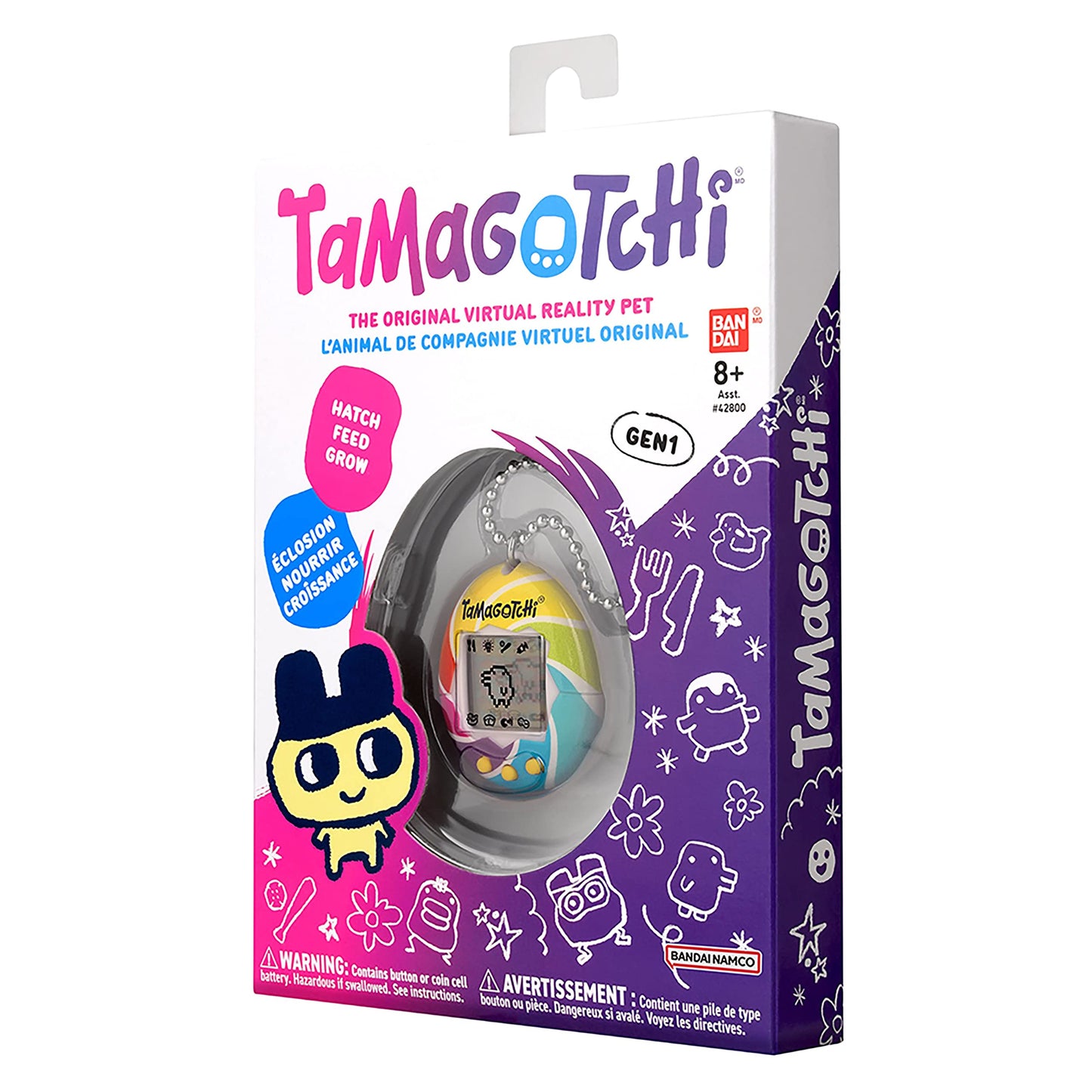TAMAGOTCHI Original Candy Swirl Mascota Electrónica para Niños Juguete Interactivo Original de Bandai