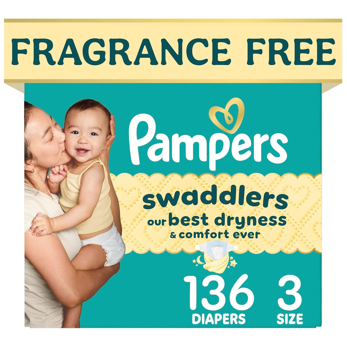 Pampers Swaddlers Pañal Desechable para Bebé, Ultra Absorbente - Talla 3 (136 Unidad)