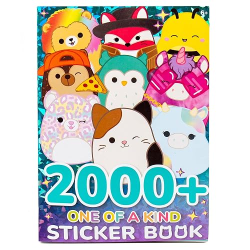Squishmallows Original 2000 + libro de pegatinas único en la clase, 43 hojas de pegatinas, calcomanías Kawaii Squishmallows para botella de agua, cuadernos, bolsas de recuerdos de fiesta, lindas