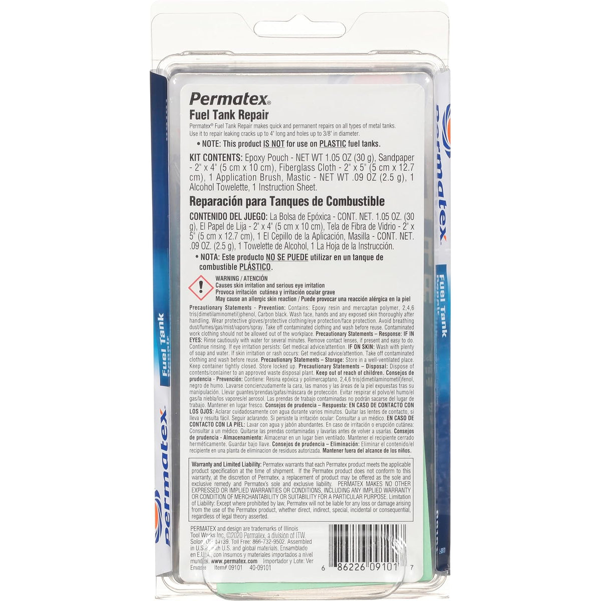 Permatex 09101 Kit de reparación de depósito de Combustible, Negro