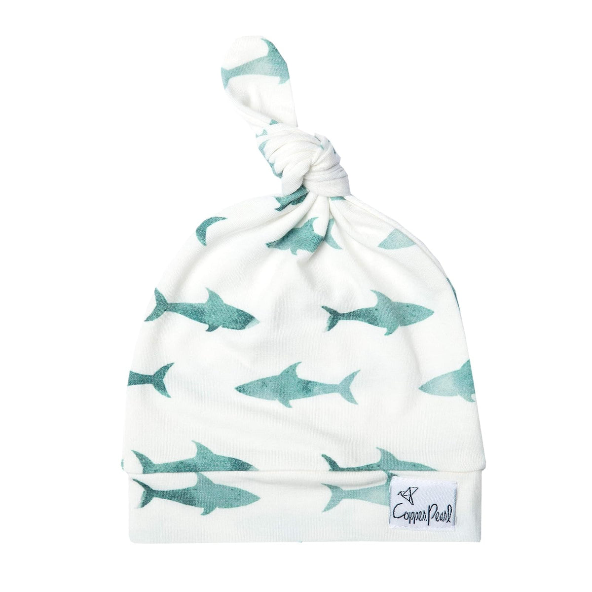 Copper Pearl Baby Beanie Hat Top Knot - Pacific - 0-12 Meses