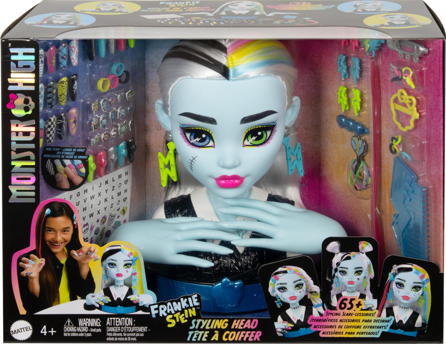 Monster High Muñeca Frankie Peinados Monstruosos para niñas de 4 años en adelante