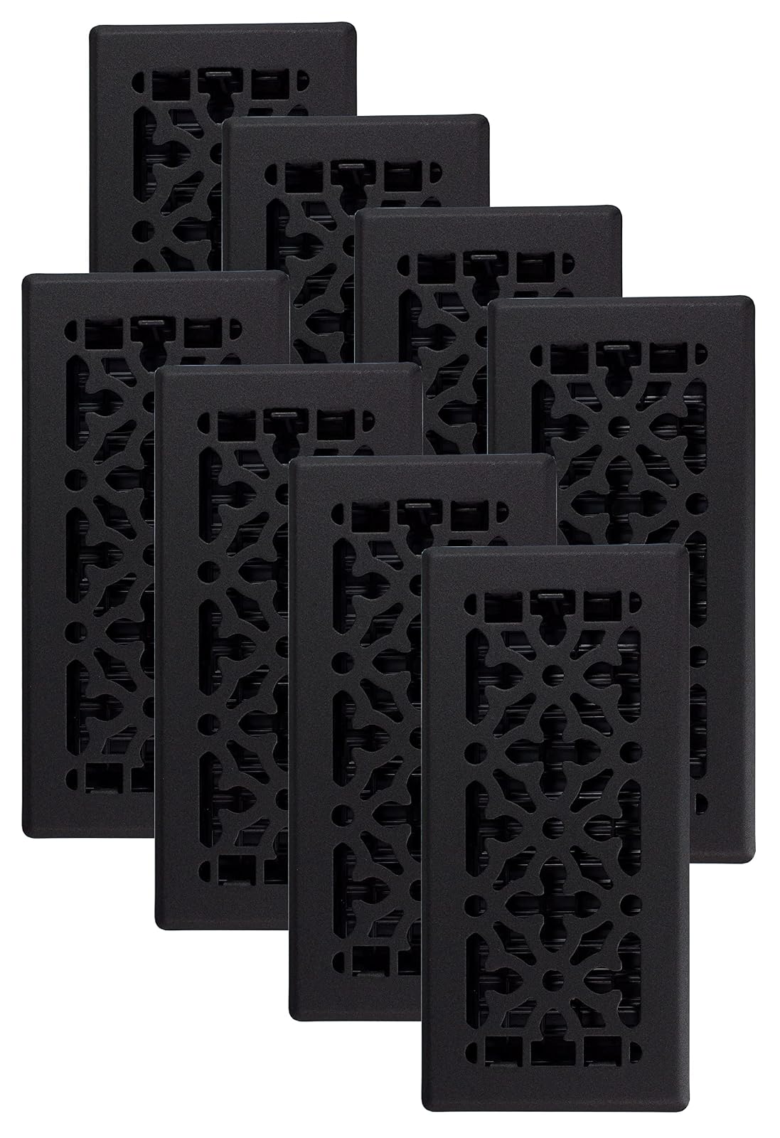 Decor Grates AGH410-BLK-8 - Registro de piso gótico, 4 x 10 pulgadas, negro texturizado, paquete de 8 - Negro (textured black) - 4x10 Inches - Paquete de 8