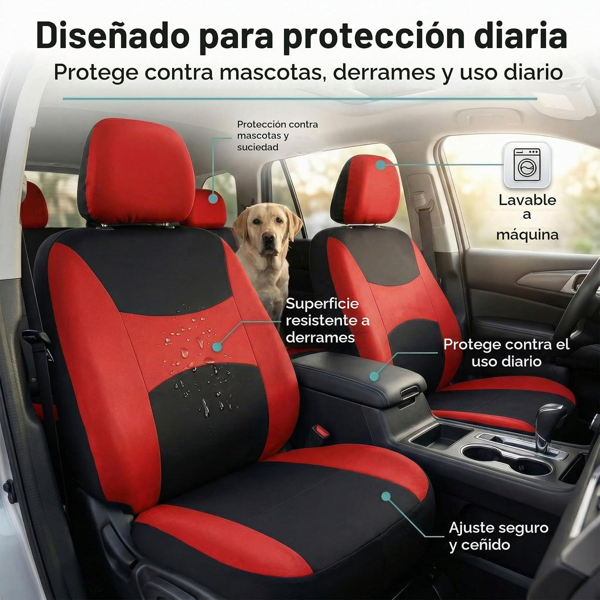 FH Group - Juego Completo de Fundas para Asientos de Automóvil con alfombras, Funda para Volante y Almohadillas para Orejas para cinturón de Seguridad, Ajuste Universal para Automóviles, Camiones y SUV, Color