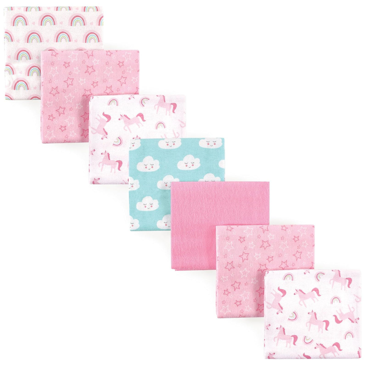 Luvable Friends Mantas Receptoras de Franela, Paquete de 7 - Paquete de 7 arcoíris - One Size (Pack of 7)