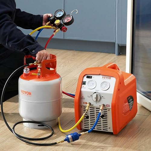 VEVOR - Tanque de recuperación de refrigerante con Interruptor de Flotador, 30 Libras. Capacidad AC - Tanque de recuperación con Adaptador de ¼ a ½, Tanque de recuperación Reutilizable HVAC para Todo