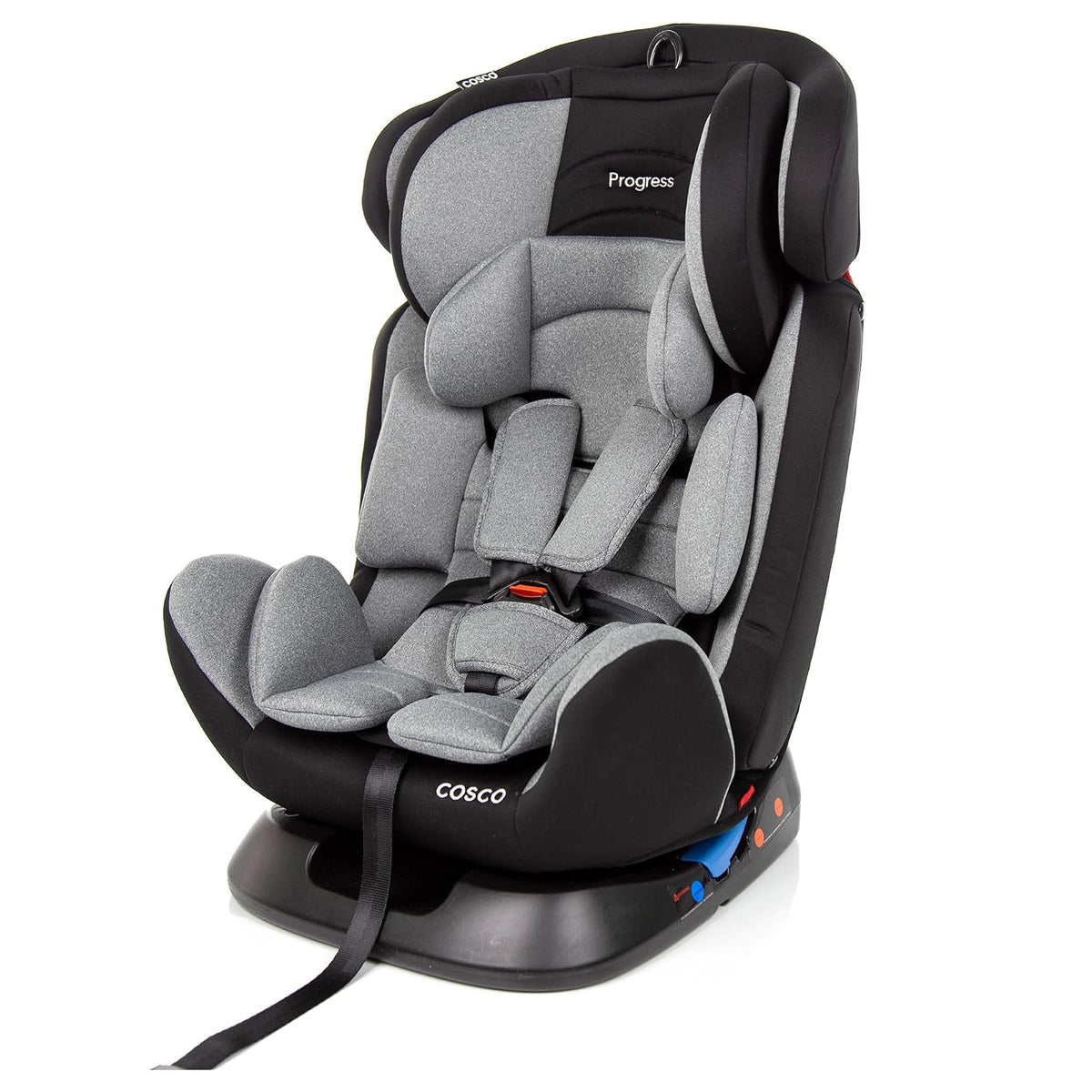 Cosco Autoasiento Progress con arnés de 5 puntos, protectores de hombro y entrepierna. Protección contra impacto lateral. Para orientación en contra y a favor de la marcha, ajustable en 9 posiciones y 2 de reclinación