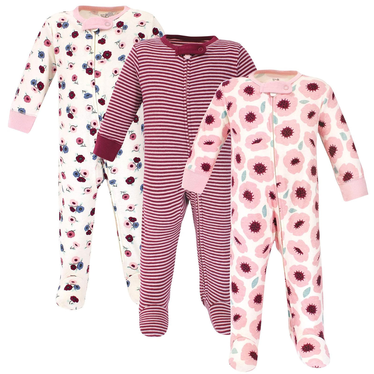Touched by Nature Paquete de 3 Sleep and Play Orgánico - 3-6 Meses - Blush Blossom