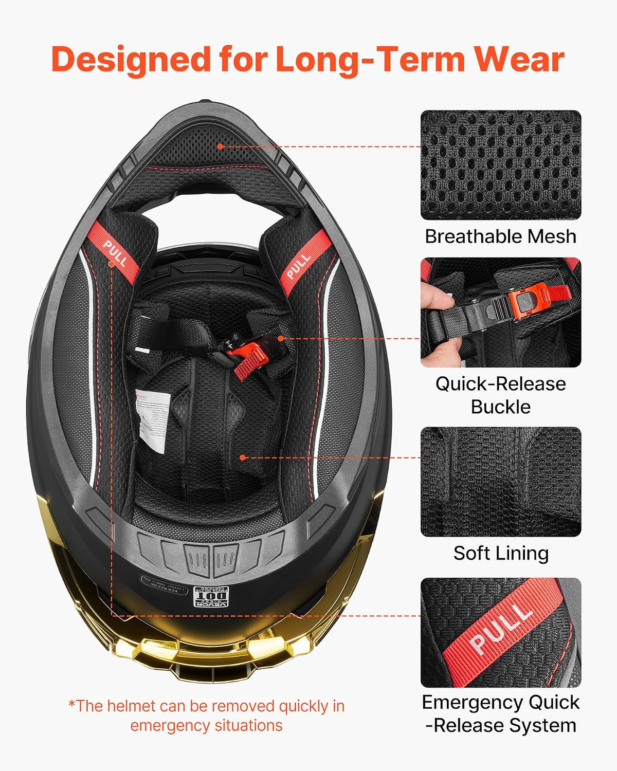 VEVOR Casco de Moto Integral Talla L, Casco Integral para Motocicleta con Visera Doble, Carcasa de ABS, Ligero y Cómodo para Adultos, para Motocross y Motociclismo Urbano, Homologado por Dot y ECE