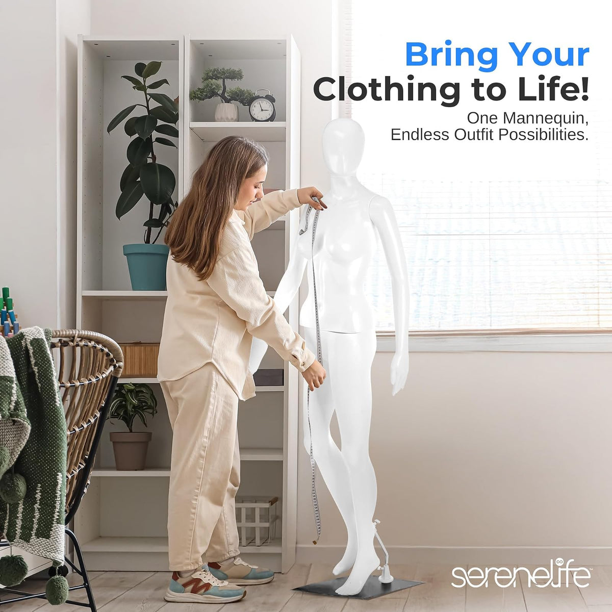 SERENE-LIFE Traje Torso Femenino de 68.9 Pulgadas Maniquí Desmontable, Soporte para Cuerpo, Estándar