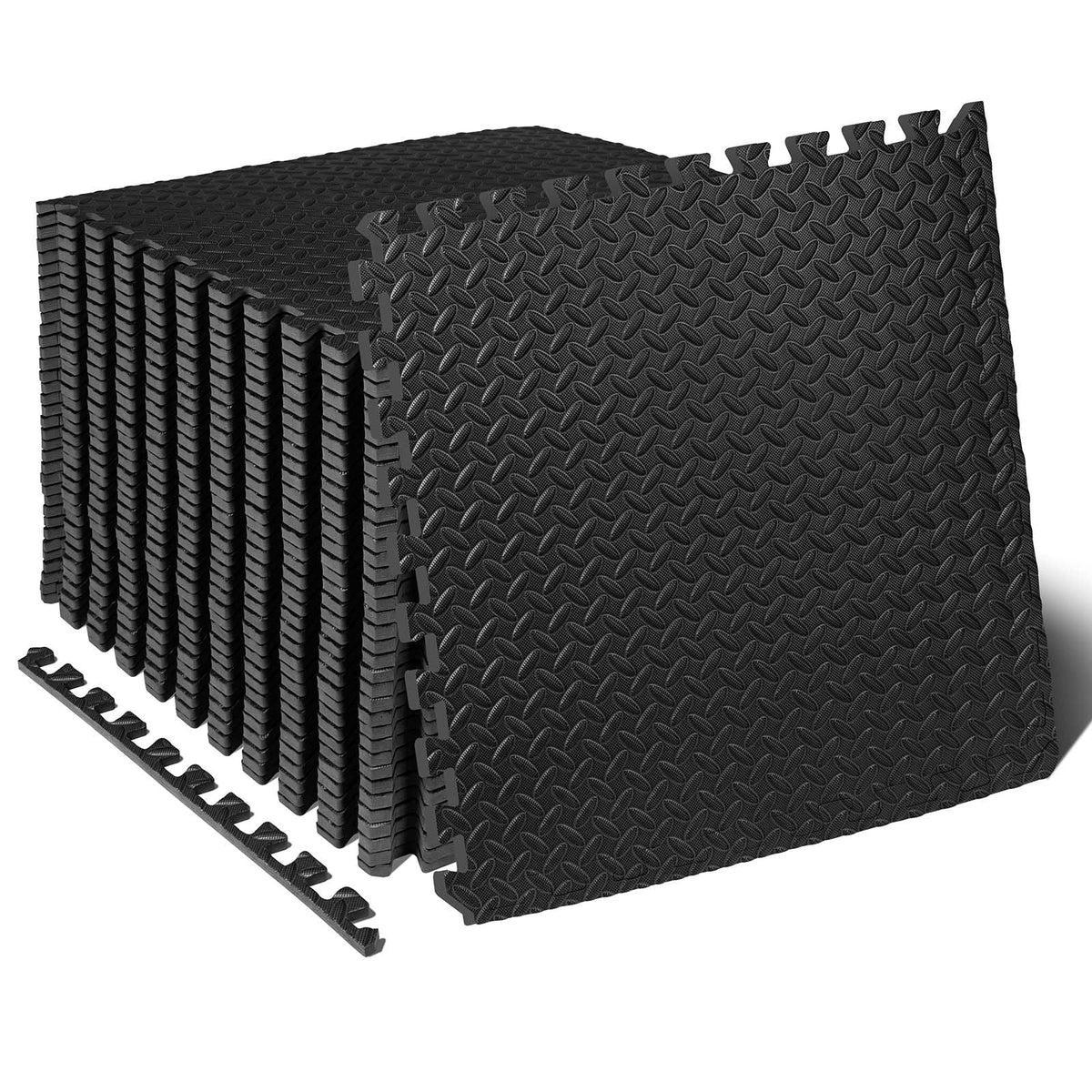 ProsourceFit Tapete de Ejercicio EVA 48 pies² 12 Piezas - Black - 66L x 48.3An x 1.3E cm