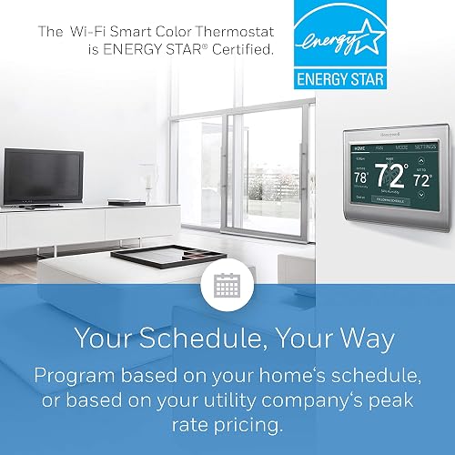Termostato Wi-Fi Smart Color programable 7 días Honeywell Home | RTH9585WF1004 programable para 7 días, visualización táctil, Energy Star, Alexa Ready