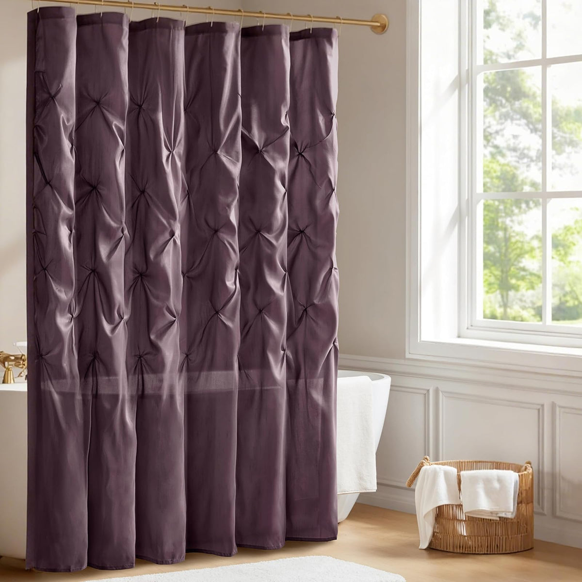 Madison Park MP70-440 Shower Curtain, Plum - 182.9An x 182.9Al cm (1 Paneles) - Violeta ciruela