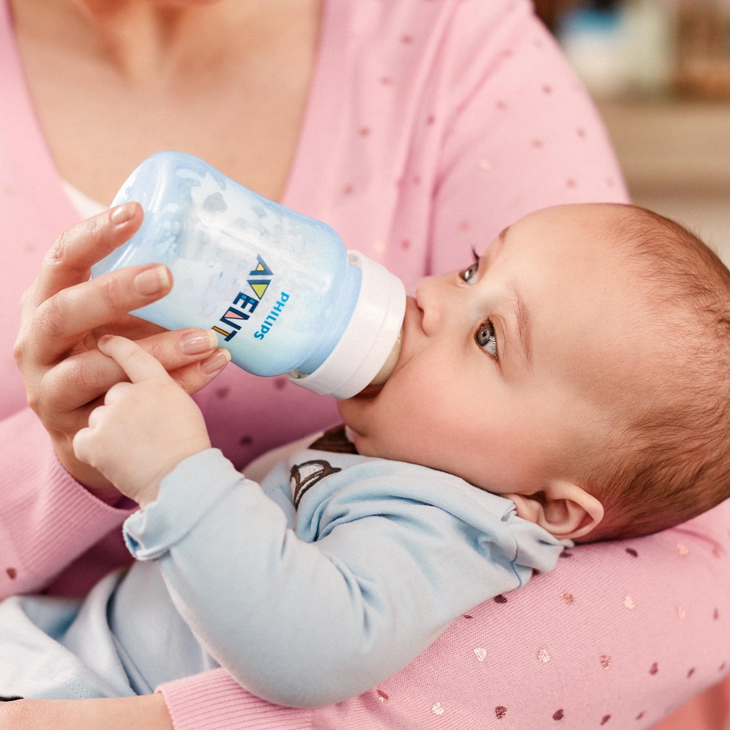 Philips Avent Biberón Anti-colic│con válvula anticólicos│Azul│9 oz/260 ml│1 m+│4 pzs│SCY121/20