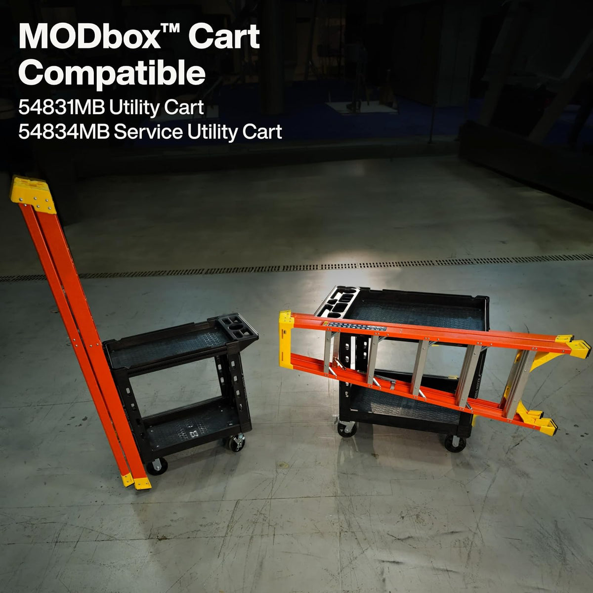 KLEIN TOOLS 54805 MB MODBox - Soporte para escalera de carro utilitario, ganchos de almacenamiento, sostiene escalera vertical u horizontalmente en carritos utilitarios MODBox