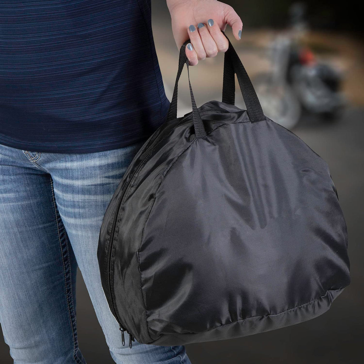 Raider BCS-8B Deluxe - Bolsa para Casco MX de Nailon Negro Duradero, tamaño Mediano