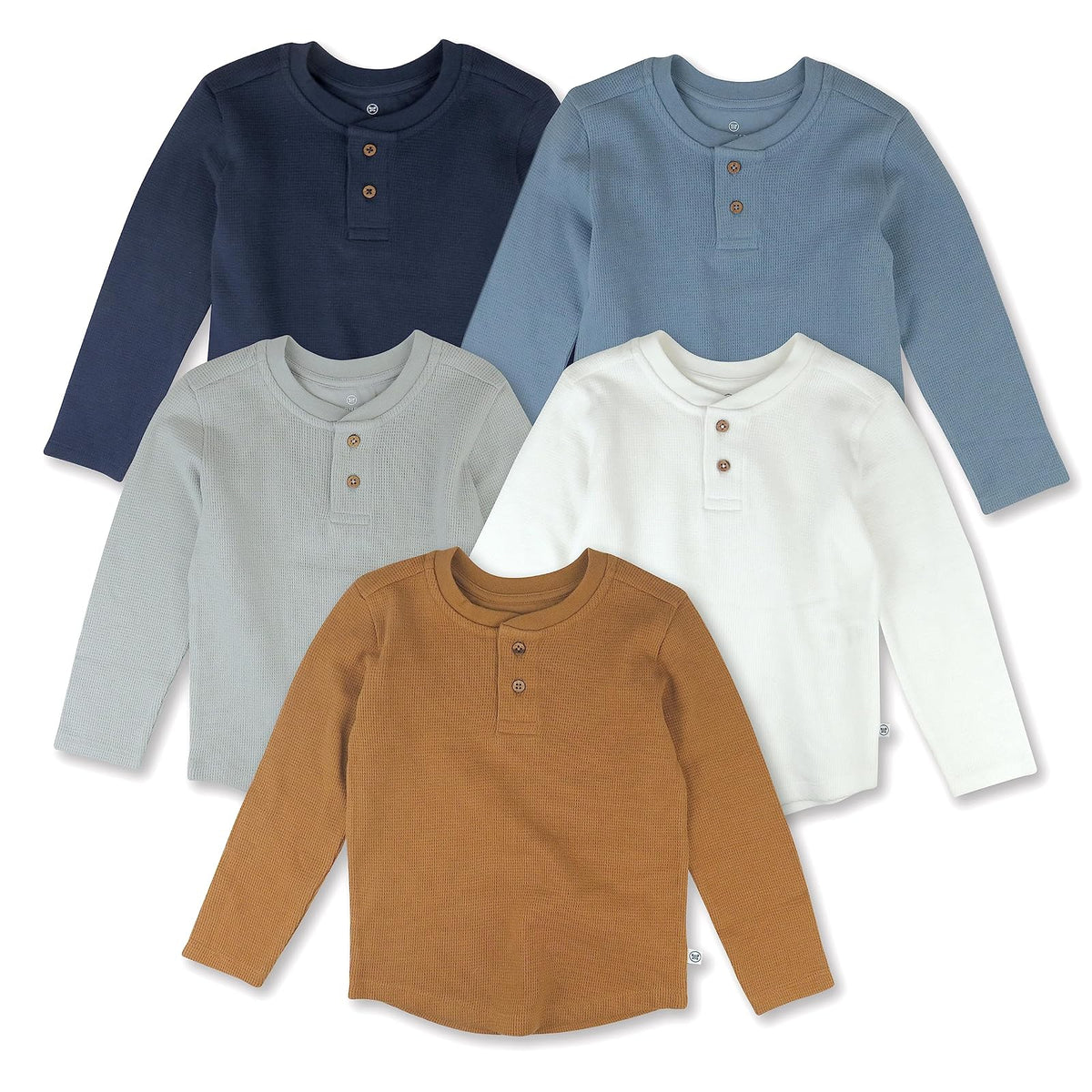 HonestBaby Paquete de 5 Playeras Henley de Algodón Orgánico para Niño - Preparación del equipo universitario - 3T