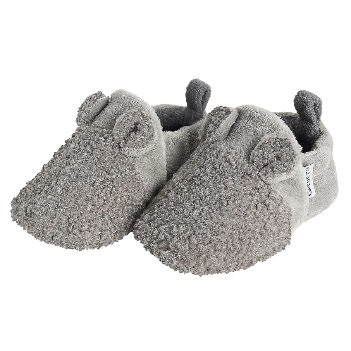 Gerber Botines suaves antideslizantes con forro polar con orejas Pantuflas para Unisex bebé - 6-9 Months Infant - Orejas grises