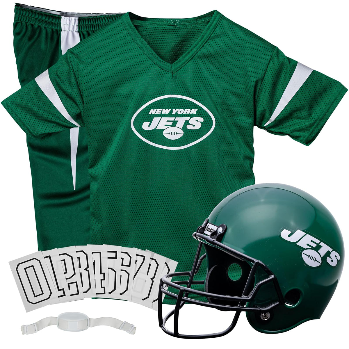 Franklin Sports Set de uniforme juvenil de lujo autorizado por la NFL (Liga Nacional de Fútbol Americana) - New York Jets - Grande