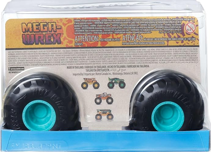 Hot Wheels Monster Trucks Vehículo de Juguete Mega Wrex Escala 1:24 para niños de 3 años en adelante