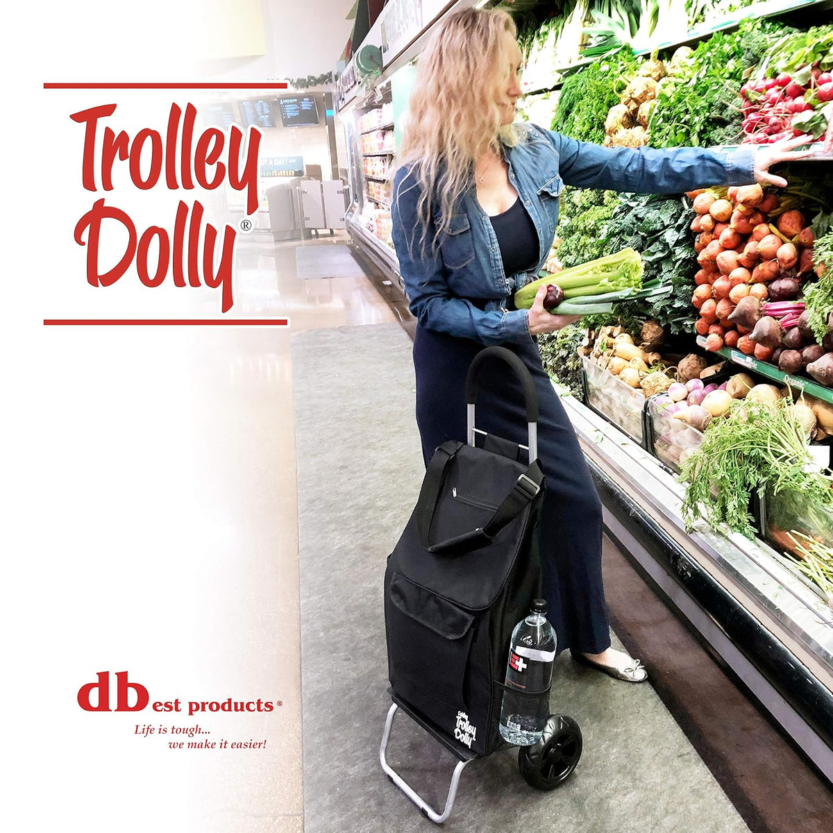 dbest products - Carrito para las compras Dolly, color negro