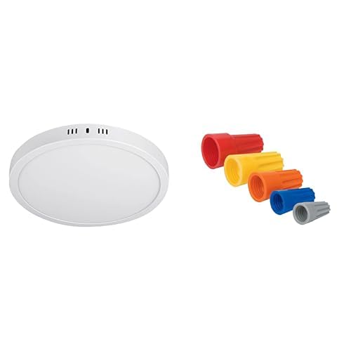 Volteck PLA-209L Plafón Redondo de Leds 24 W + Volteck CAPU-0818, Capuchones para cable, calibres surtidos, bolsa 20 piezas