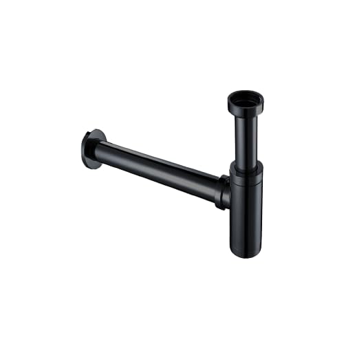 Interceramic Trampa Universal Decorativa para Lavabo de Baño, Latón, 1-1/4 Pulgadas - Negro Mate