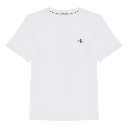 Calvin Klein playera de algodón con logo para mujer - CH - Blanco
