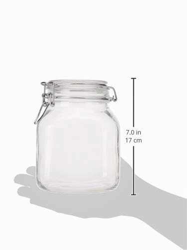 Borgonovo Primizie - Contenedor De Vidrio De 1700 Ml. Cristalería Italiana con Tapa Hermética Recipiente de Almacenamiento Alimentos Para Especias