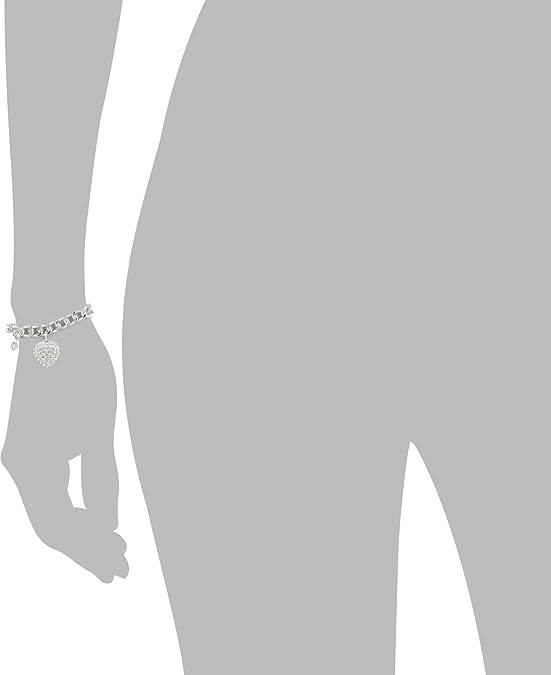 Napier Brazalete Plateado con Colgante en Forma de Corazon y Detalles de Cristal en Pave para Mujer