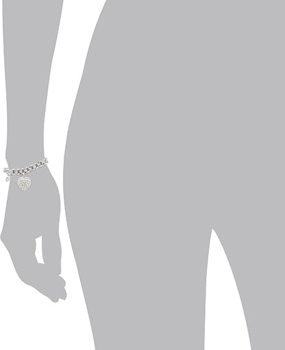 Napier Brazalete Plateado con Colgante en Forma de Corazon y Detalles de Cristal en Pave para Mujer