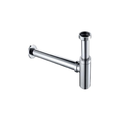 Interceramic Trampa Universal Decorativa para Lavabo de Baño, Latón, 1-1/4 Pulgadas - Cromo Pulido