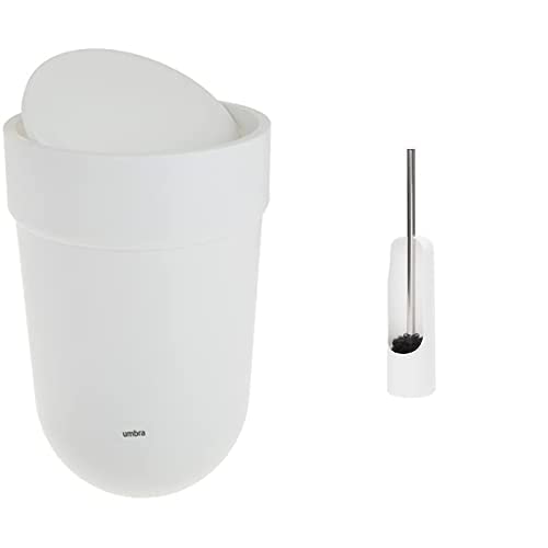 Umbra Touch - Basurero con Tapa, Blanco (White) Touch - Cepillo para retrete, Blanco (White)