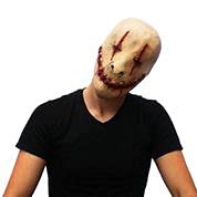 Ghoulish Productions Smiley, Máscara de Asesino Creepy de Miedo, Disfraz de Monstruo sin Ojos